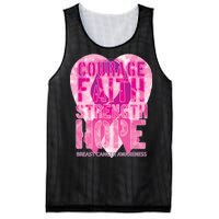 Courage Faith Strength Hope Breast Cancer Awareness Mesh Reversible Basketball Jersey Tank