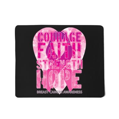 Courage Faith Strength Hope Breast Cancer Awareness Mousepad