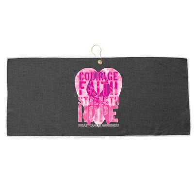 Courage Faith Strength Hope Breast Cancer Awareness Large Microfiber Waffle Golf Towel