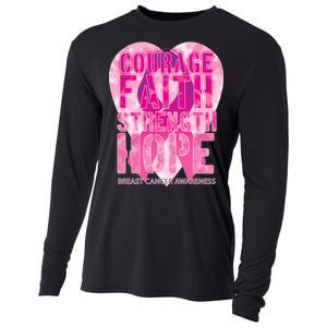 Courage Faith Strength Hope Breast Cancer Awareness Cooling Performance Long Sleeve Crew