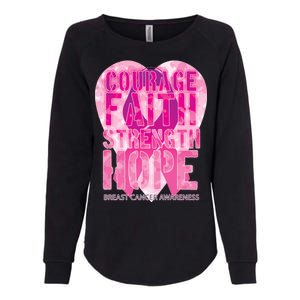 Courage Faith Strength Hope Breast Cancer Awareness Womens California Wash Sweatshirt