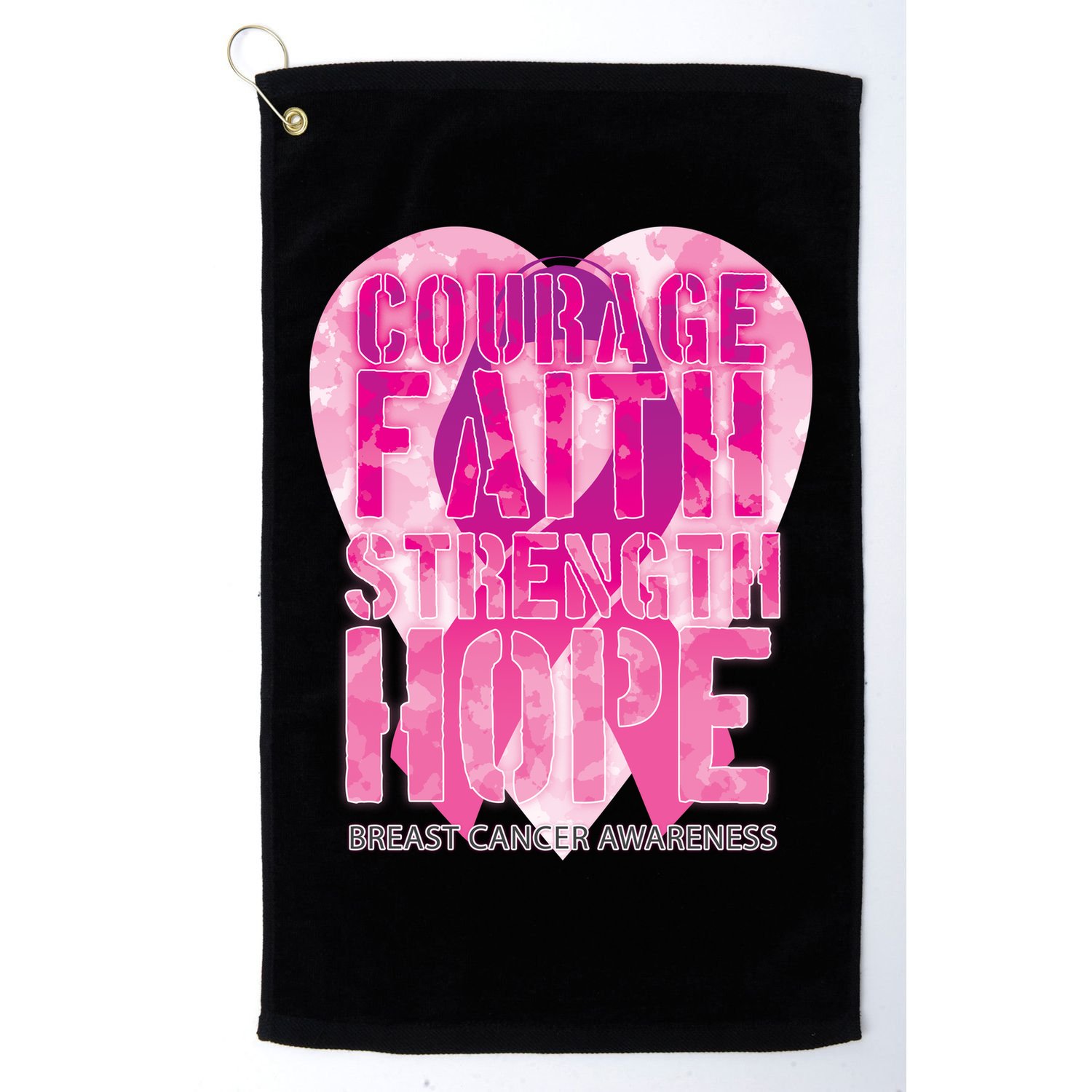 Courage Faith Strength Hope Breast Cancer Awareness Golf Towel