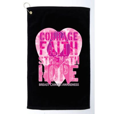 Courage Faith Strength Hope Breast Cancer Awareness Platinum Collection Golf Towel