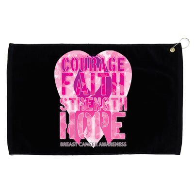 Courage Faith Strength Hope Breast Cancer Awareness Grommeted Golf Towel