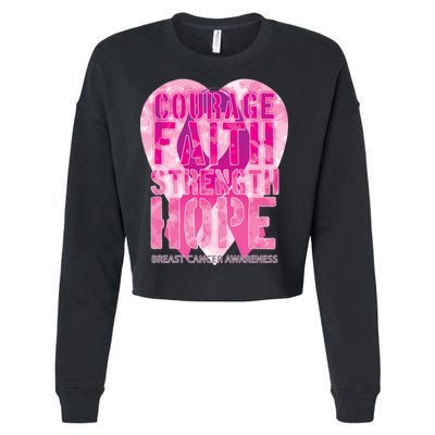 Courage Faith Strength Hope Breast Cancer Awareness Cropped Pullover Crew