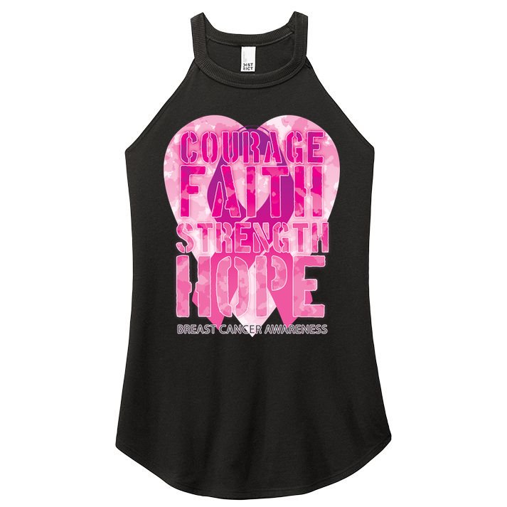Courage Faith Strength Hope Breast Cancer Awareness Women's Perfect Tri Rocker Tank