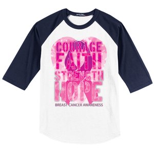 Courage Faith Strength Hope Breast Cancer Awareness Baseball Sleeve Shirt