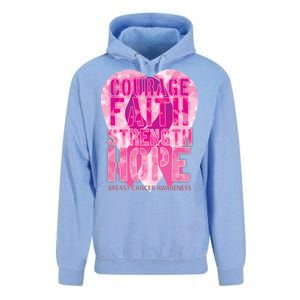 Courage Faith Strength Hope Breast Cancer Awareness Unisex Surf Hoodie