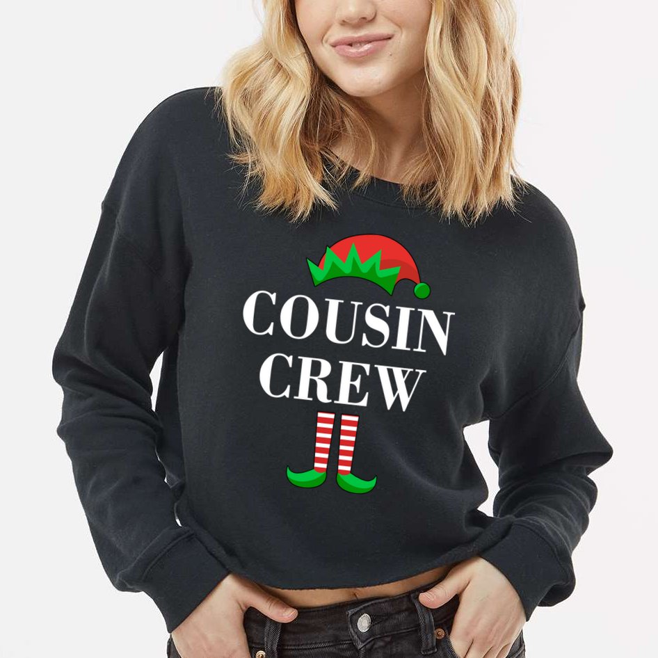 Cousin Crew Elf Family Matching Christmas Cropped Pullover Crew