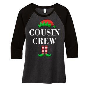 Cousin Crew Elf Family Matching Christmas Women's Tri-Blend 3/4-Sleeve Raglan Shirt