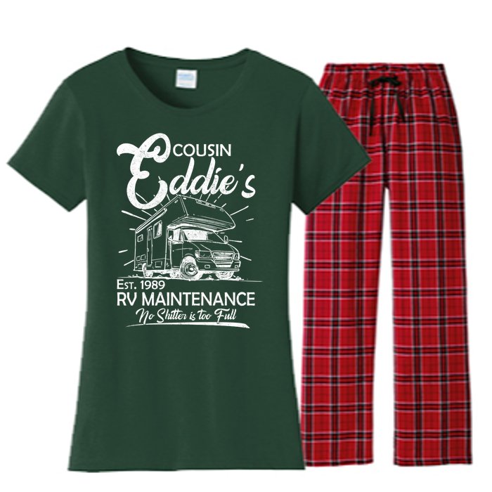 Cousin Eddie's RV Maintenance No Shitter Is Too Full Women's Flannel Pajama Set