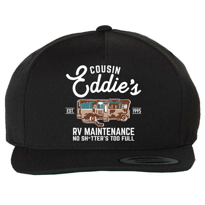 Cousin Eddie's RV Maintenance Shitters Too Full Wool Snapback Cap