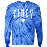 Cincy Ohio Vintage City Gift Tie-Dye Long Sleeve Shirt