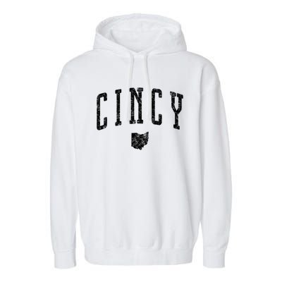 Cincy Ohio Vintage City Gift Garment-Dyed Fleece Hoodie