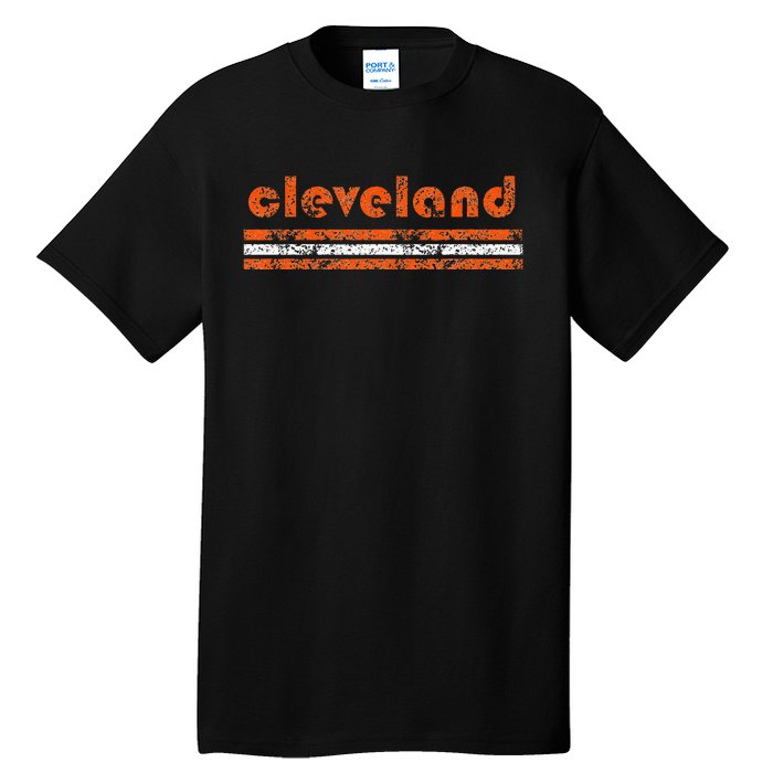 Cleveland Ohio Vintage Three Stripe Weathered Tall T-Shirt