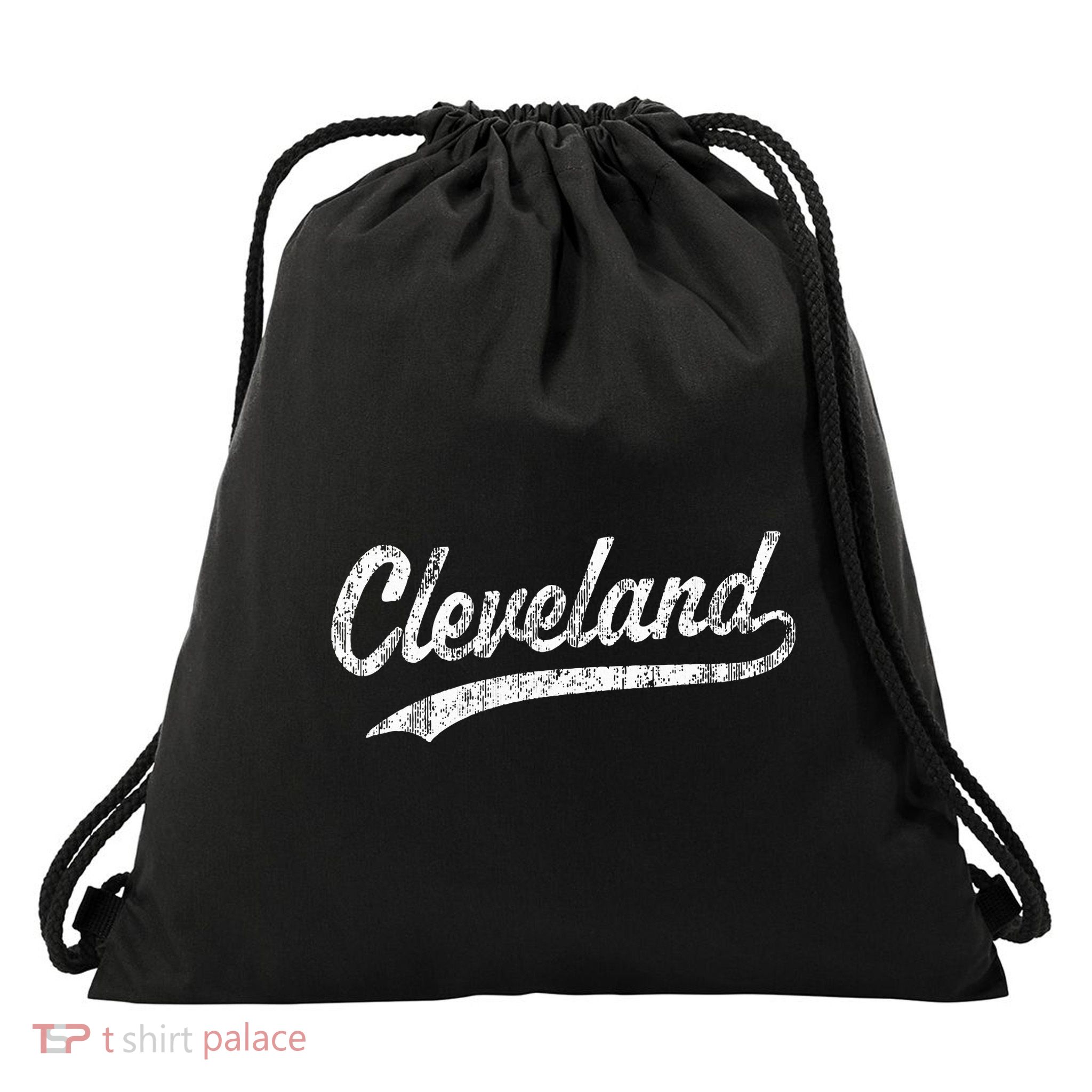 Cleveland Oh Vintage Baseball Sports Script Drawstring Bag