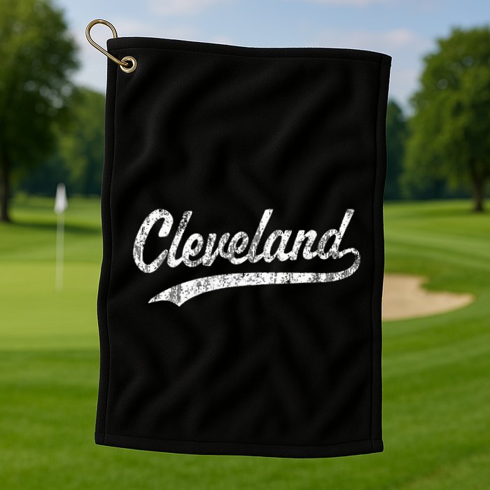Cleveland Oh Vintage Baseball Sports Script Golf Towel