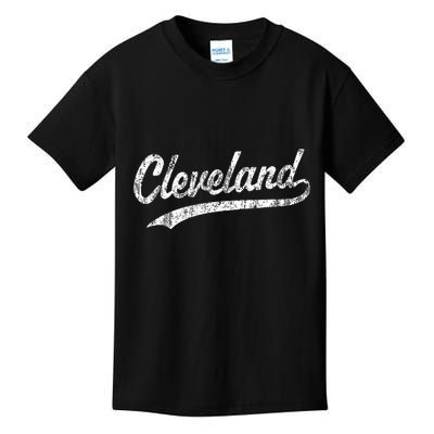 Cleveland Oh Vintage Baseball Sports Script Kids T-Shirt