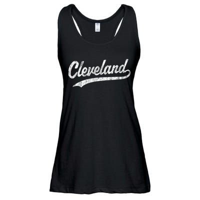 Cleveland OH Vintage Baseball Sports Script Ladies Essential Flowy Tank