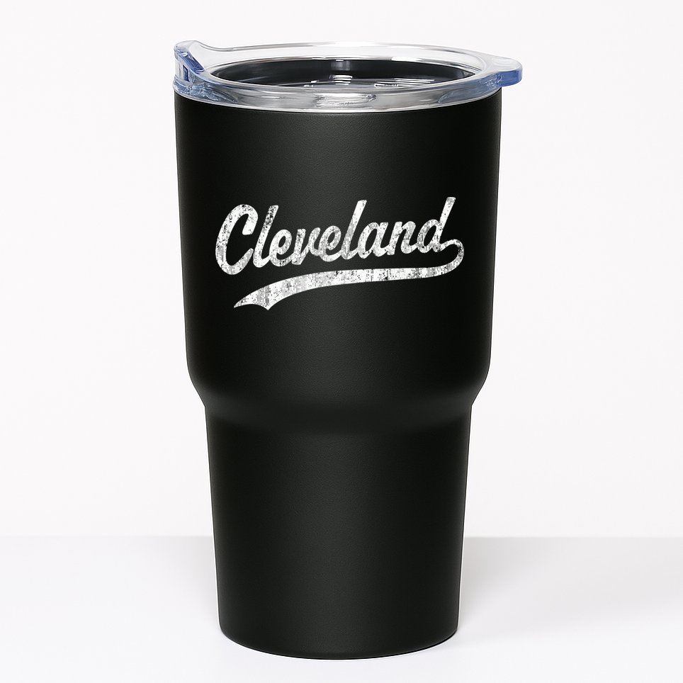 Cleveland OH Vintage Baseball Sports Script Tumbler