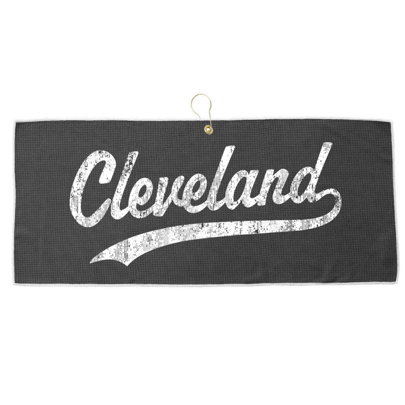 Cleveland OH Vintage Baseball Sports Script Large Microfiber Waffle Golf Towel