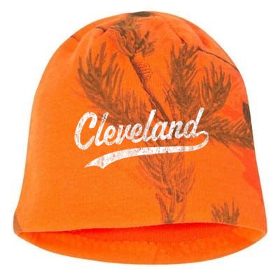 Cleveland OH Vintage Baseball Sports Script Kati - Camo Knit Beanie