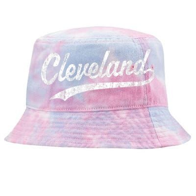 Cleveland OH Vintage Baseball Sports Script Tie-Dyed Bucket Hat