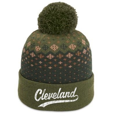 Cleveland OH Vintage Baseball Sports Script The Baniff Cuffed Pom Beanie