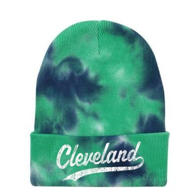 Cleveland OH Vintage Baseball Sports Script Tie Dye 12in Knit Beanie