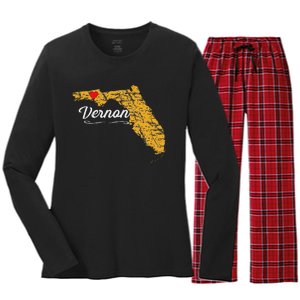 City Of Vernon Florida Fl Merch Souvenir Graphic Women's Long Sleeve Flannel Pajama Set 