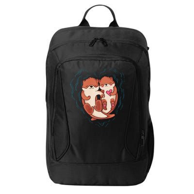 Cute Otter Valentine's Day Love Otters Holding Hands Love City Backpack