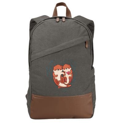 Cute Otter Valentine's Day Love Otters Holding Hands Love Cotton Canvas Backpack