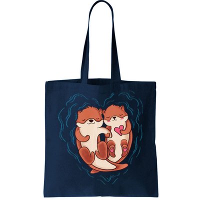 Cute Otter Valentine's Day Love Otters Holding Hands Love Tote Bag