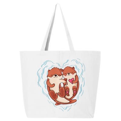 Cute Otter Valentine's Day Love Otters Holding Hands Love 25L Jumbo Tote