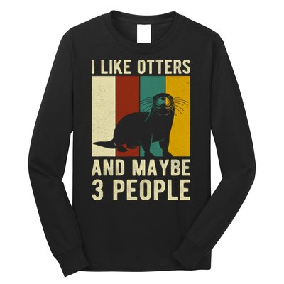 Cool Otter Vintage Sea Otter Lover Funny Otter Pun Gift Long Sleeve Shirt