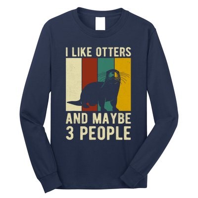 Cool Otter Vintage Sea Otter Lover Funny Otter Pun Gift Long Sleeve Shirt