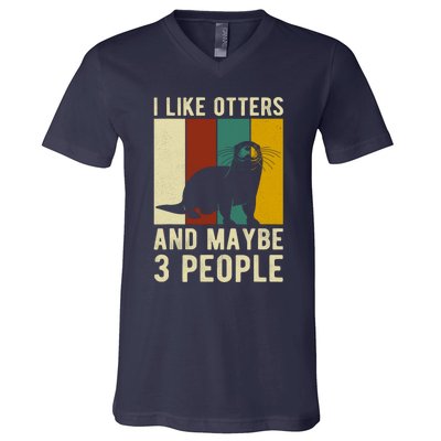 Cool Otter Vintage Sea Otter Lover Funny Otter Pun Gift V-Neck T-Shirt