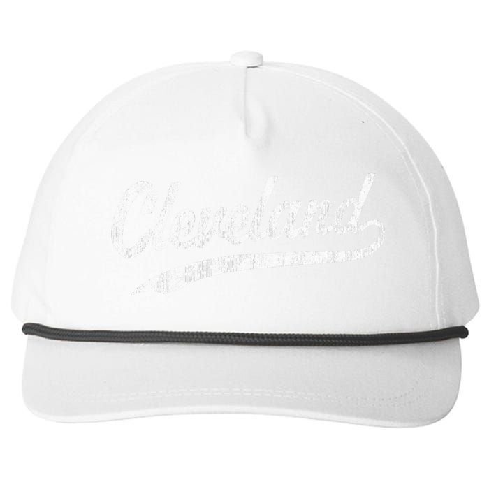 Cleveland OH Vintage Baseball Sports Script Snapback Five-Panel Rope Hat