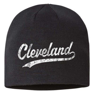 Cleveland OH Vintage Baseball Sports Script Sustainable Beanie