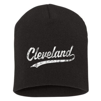 Cleveland OH Vintage Baseball Sports Script Short Acrylic Beanie