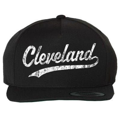 Cleveland OH Vintage Baseball Sports Script Wool Snapback Cap