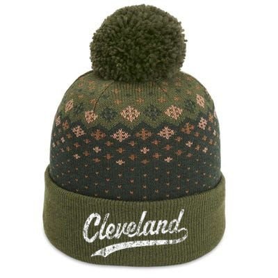 Cleveland OH Vintage Baseball Sports Script The Baniff Cuffed Pom Beanie