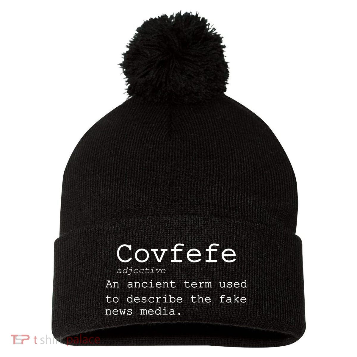 Covfefe Definition Adjective Ancient Term to DescriBe Fake News Pom Pom 12in Knit Beanie