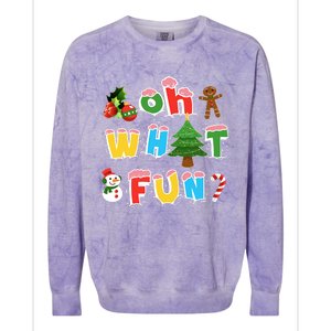 Christmas Oh What Fun Tree Xmas Pajama Holiday Party Gifts Colorblast Crewneck Sweatshirt