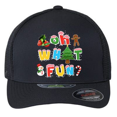 Christmas Oh What Fun Tree Xmas Pajama Holiday Party Gifts Flexfit Unipanel Trucker Cap