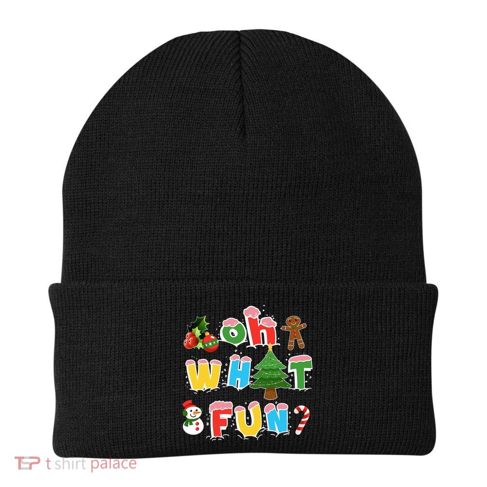 Christmas Oh What Fun Tree Xmas Pajama Holiday Party Gifts Beanie