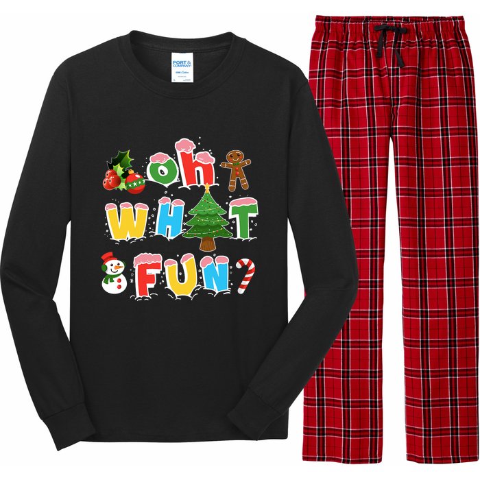 Christmas Oh What Fun Tree Xmas Pajama Holiday Party Gifts Long Sleeve Pajama Set