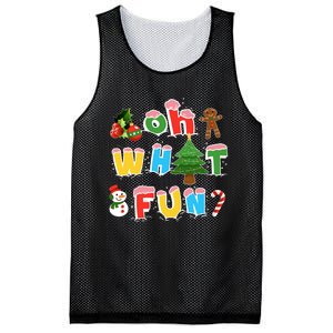 Christmas Oh What Fun Tree Xmas Pajama Holiday Party Gifts Mesh Reversible Basketball Jersey Tank