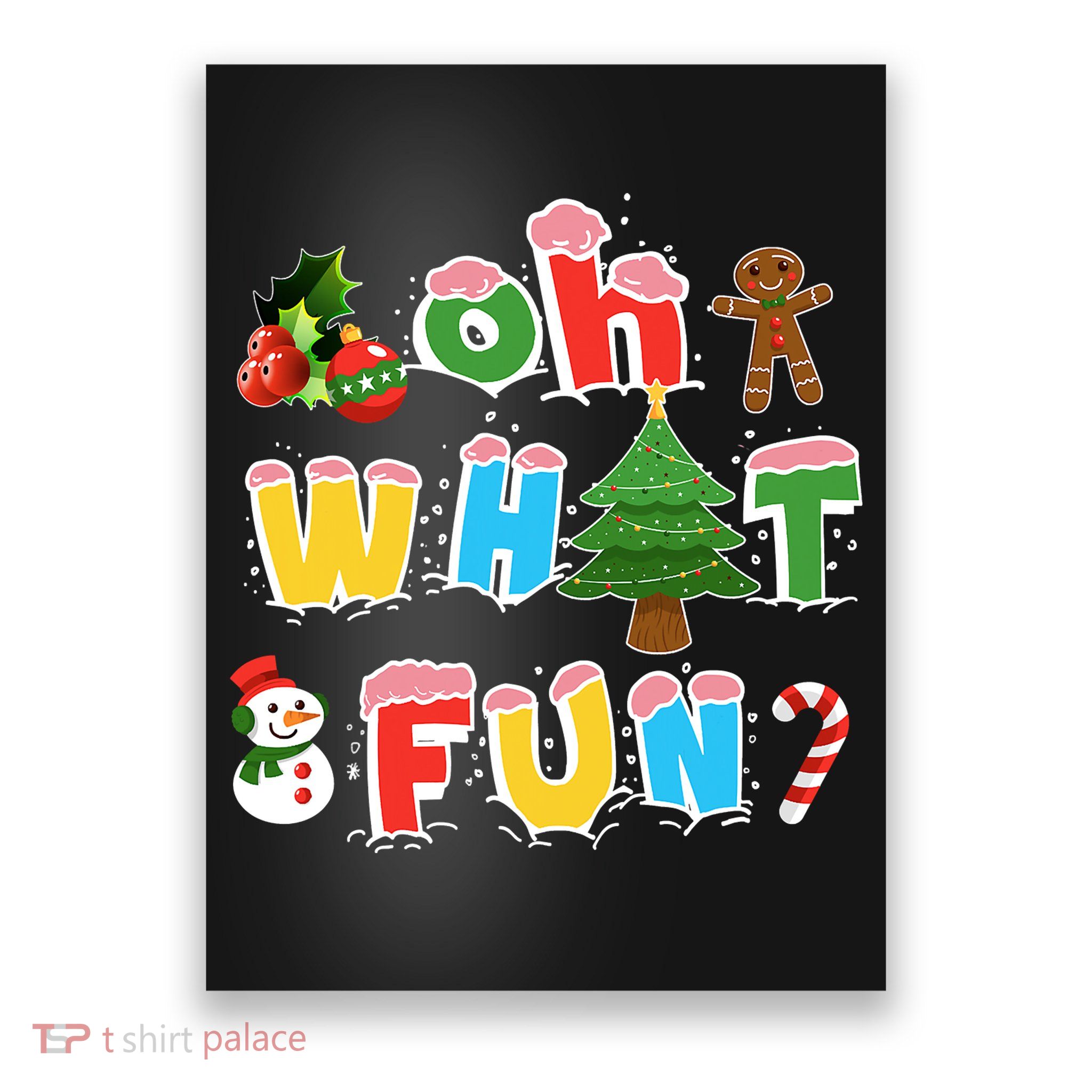 Christmas Oh What Fun Tree Xmas Pajama Holiday Party Gifts Poster