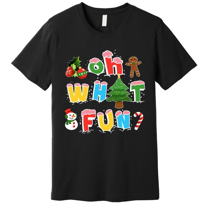 Christmas Oh What Fun Tree Xmas Pajama Holiday Party Gifts Premium T-Shirt